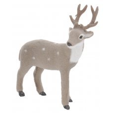 Χριστουγεννιάτικο Διακοσμητικό Ελαφάκι Γκρι, Επιτραπέζιο που Κοιτάζει Πλάγια (26cm)